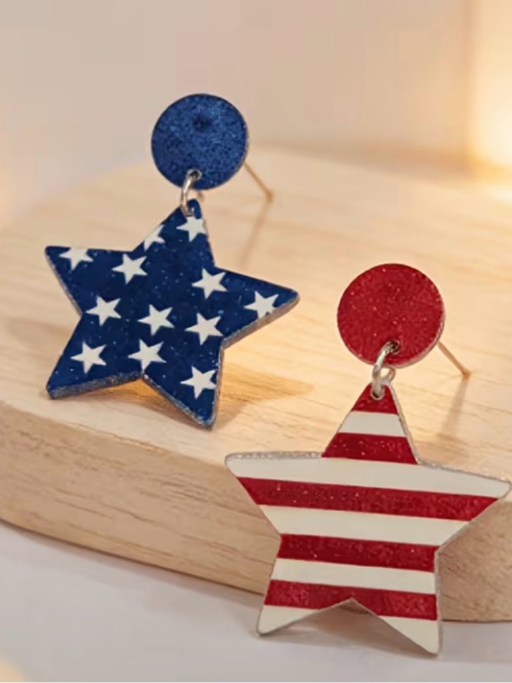 Patriotic Star Earrings USA Jewelry July 4th Earrings